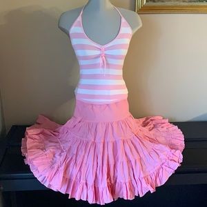 Pink Set with Halter Top and Skirt